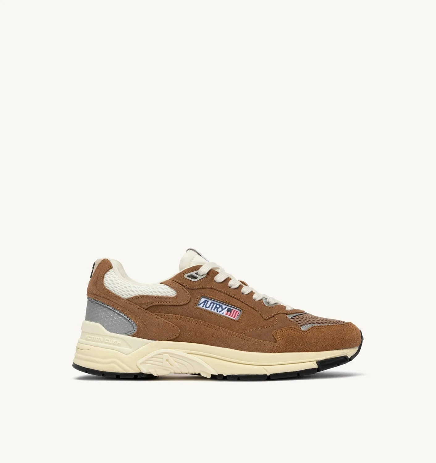 Hyperway Sneakers In Cigar And Silver Mesh And Suede