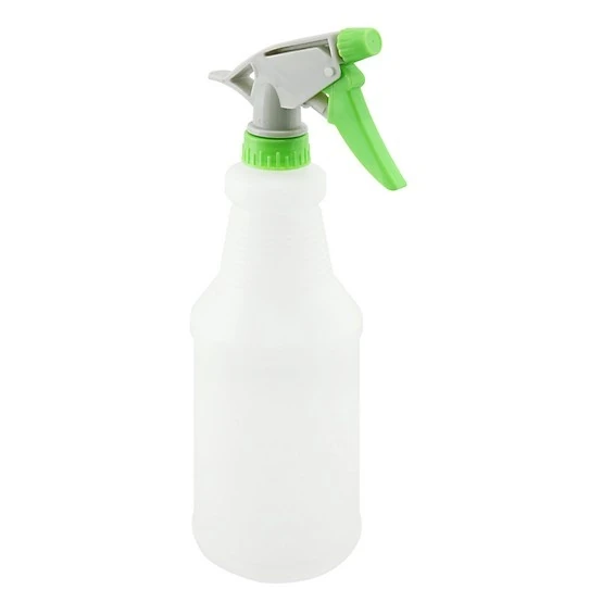 Prime-line Trigger Sprayer Dispenser Bottles, 24 Ounce, 360 Degree Spray Position, Translucent Plastic With Green Trim (3 Pack)
