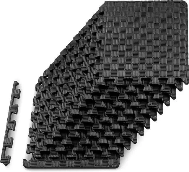 Prosourcefit Exercise Puzzle Mat ½-in, Checkered Eva Foam Floor Tiles W/ Non-slip Texture, Gym Mat W/ Interlocking Foam Tiles For Adjustable Surface