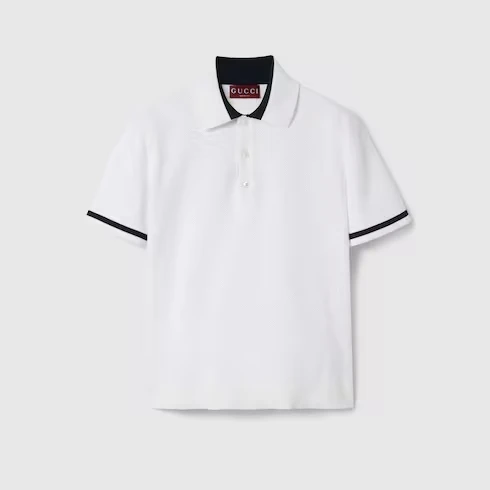 Knit Cotton Polo Shirt With Intarsia