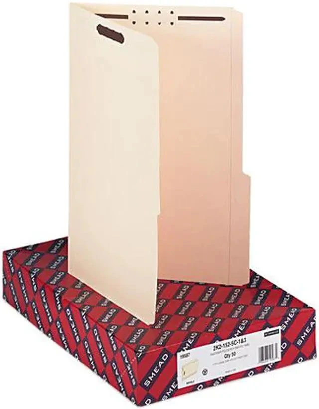 Folder, Two Fasteners, 2/5 Cut Right, Top Tab, Legal, Manila, 50/box