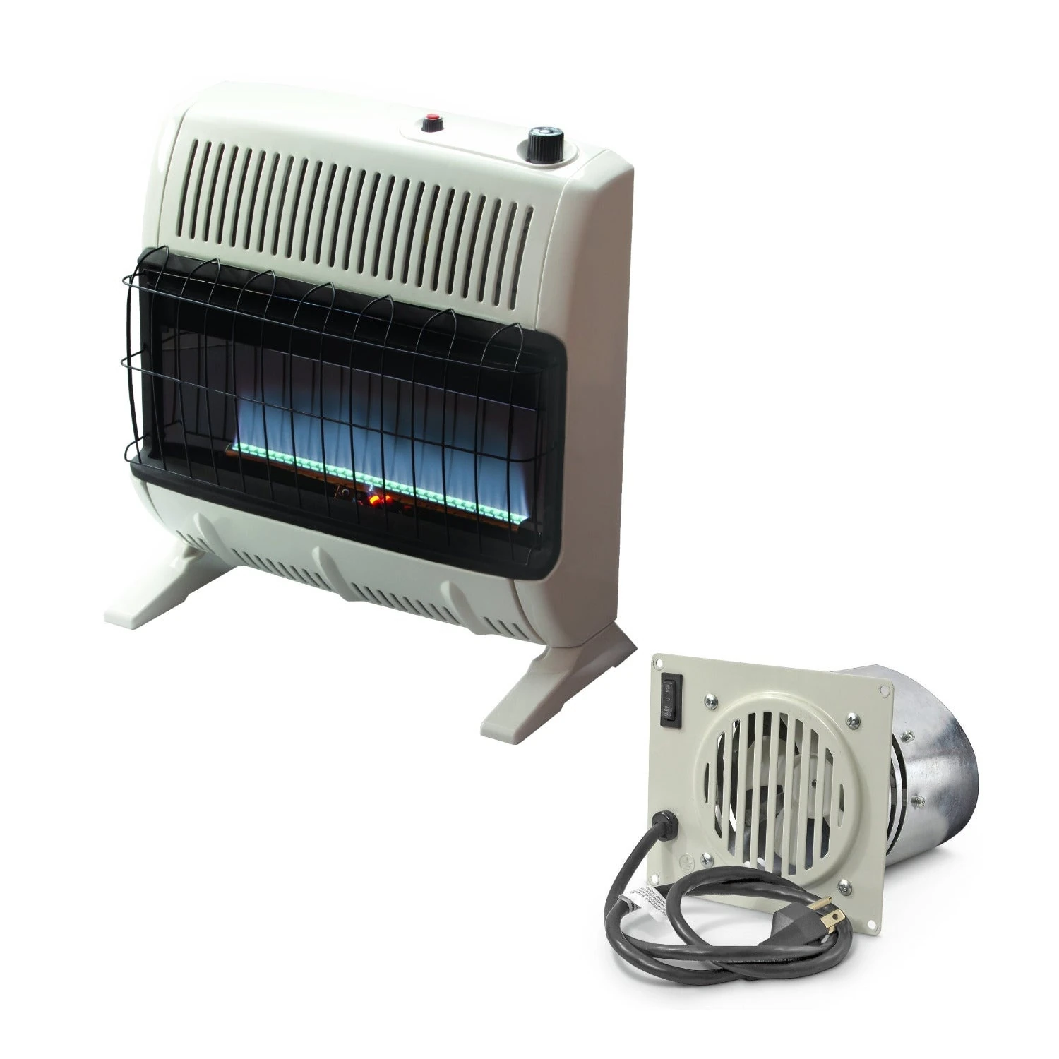 Mr. Heater 30k Btu Natural Gas Blue Flame Vent Free Heater With Vent Free Blower Kit
