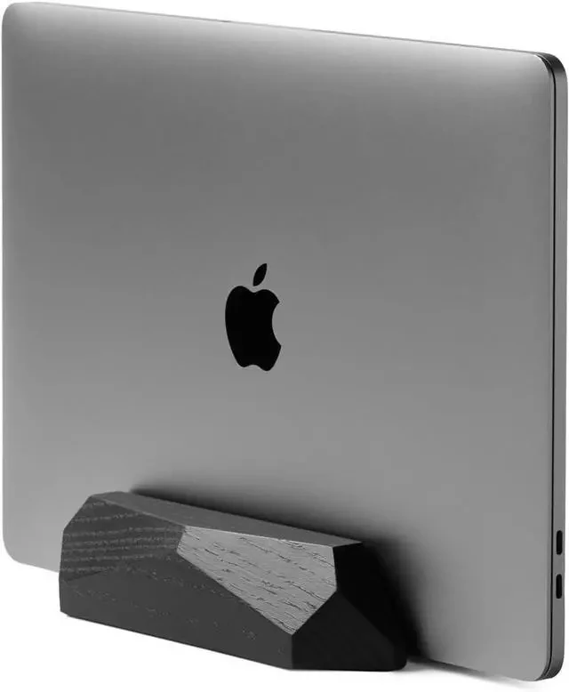Oakywood Vertical Laptop Stand Wood - Adjustable Wooden Dock For Desk, Compatible With All Macbook Pro, Macbook Air, Ipad, Handmade Black Stained Oak,