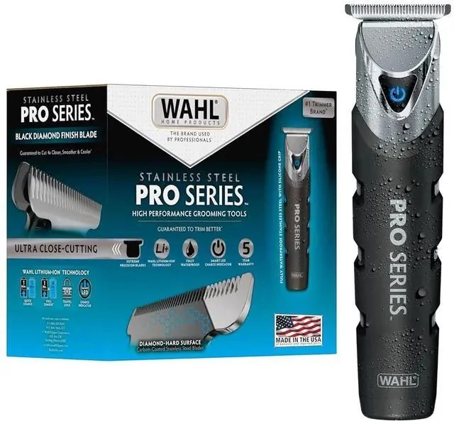 Wahl Pro Series Forever Blade Stainless Steel Cordless Rechargeable Beard Trimmer For Men With No Slip Grip & Usb Charge, Made In The Usa Model