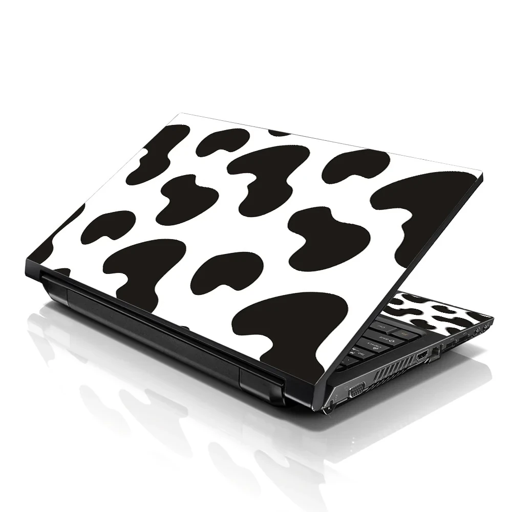 Laptop Notebook Skin Decal With 2 Matching Wrist Pads - Cow Print - 10"