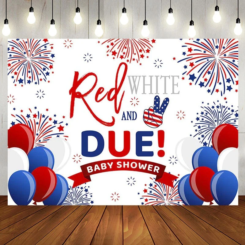 Red And Blue Balloon Stars Baby Shower Backdrop - 5x3ft(1.5x1m)