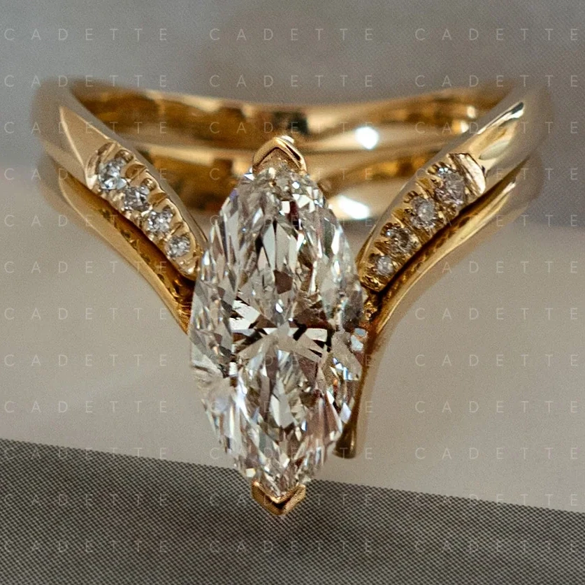 Set — Grande Marquise Eve Ring (chevron) & Band