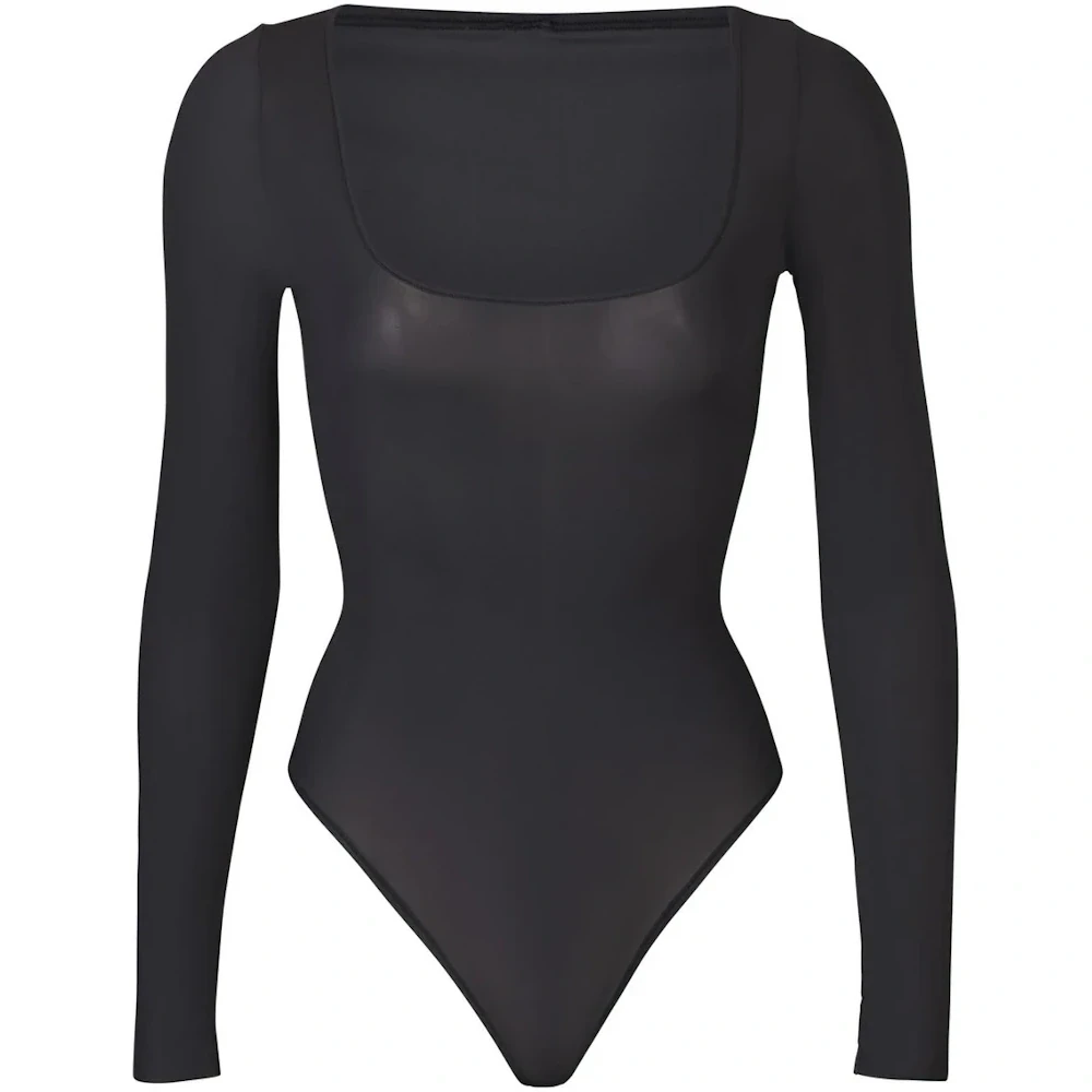 Jelly Sheer Long Sleeve Bodysuit Onyx