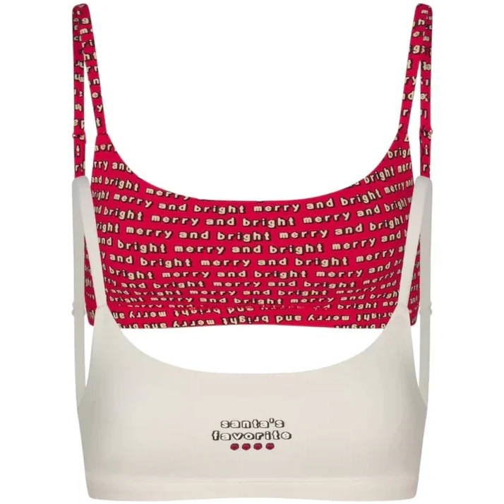 Skims X Cactus Plant Flea Market Women's Cotton Jersey Scoop Bralette (2-pack) Marble/red Multi - S