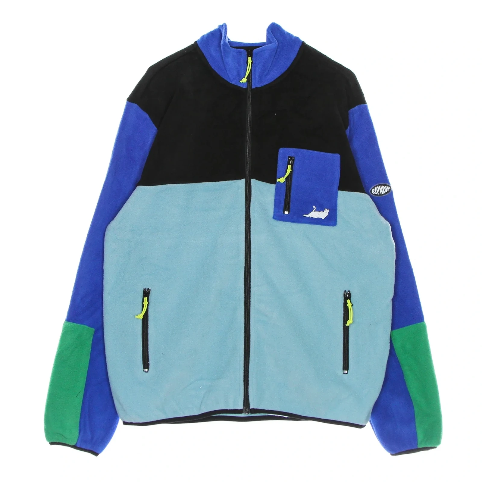 Alameda Color Block Polar Fleece Jacket Sweat-shirt À Col Haut Pour Hommes Noir/royal Ripndip