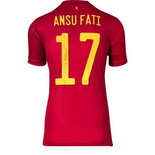 Ansu Fati Back Autographed Spain 2020-21 Home Jersey