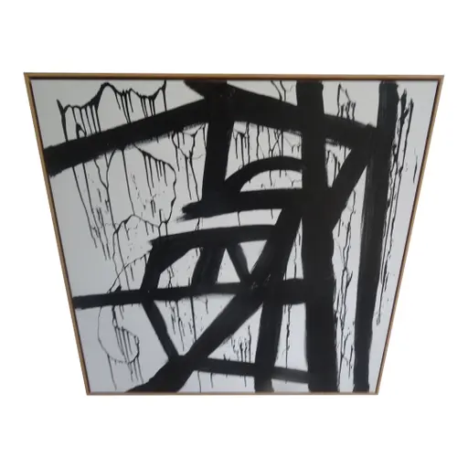 Large Abstract Painting By Guy Marchand, Framed
