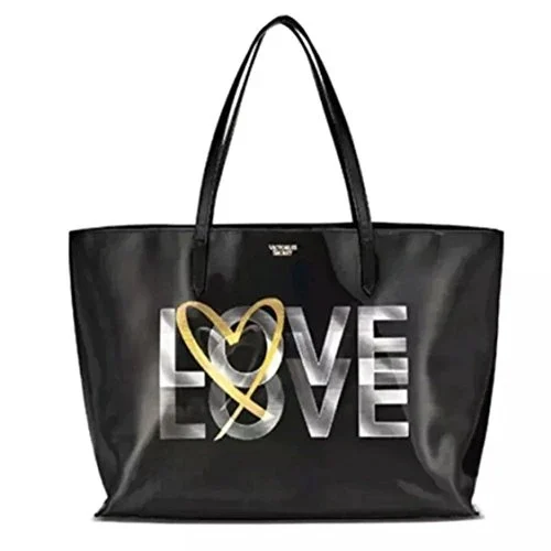 New! Victoria's Secret 2017 Love Holographic Tote Bag - Black!