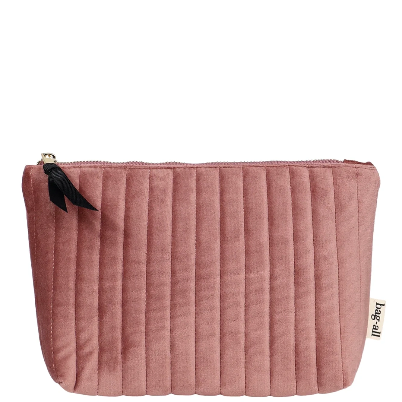 My Makeup Pouch, Coated Lining, Quilted Pink Velvet