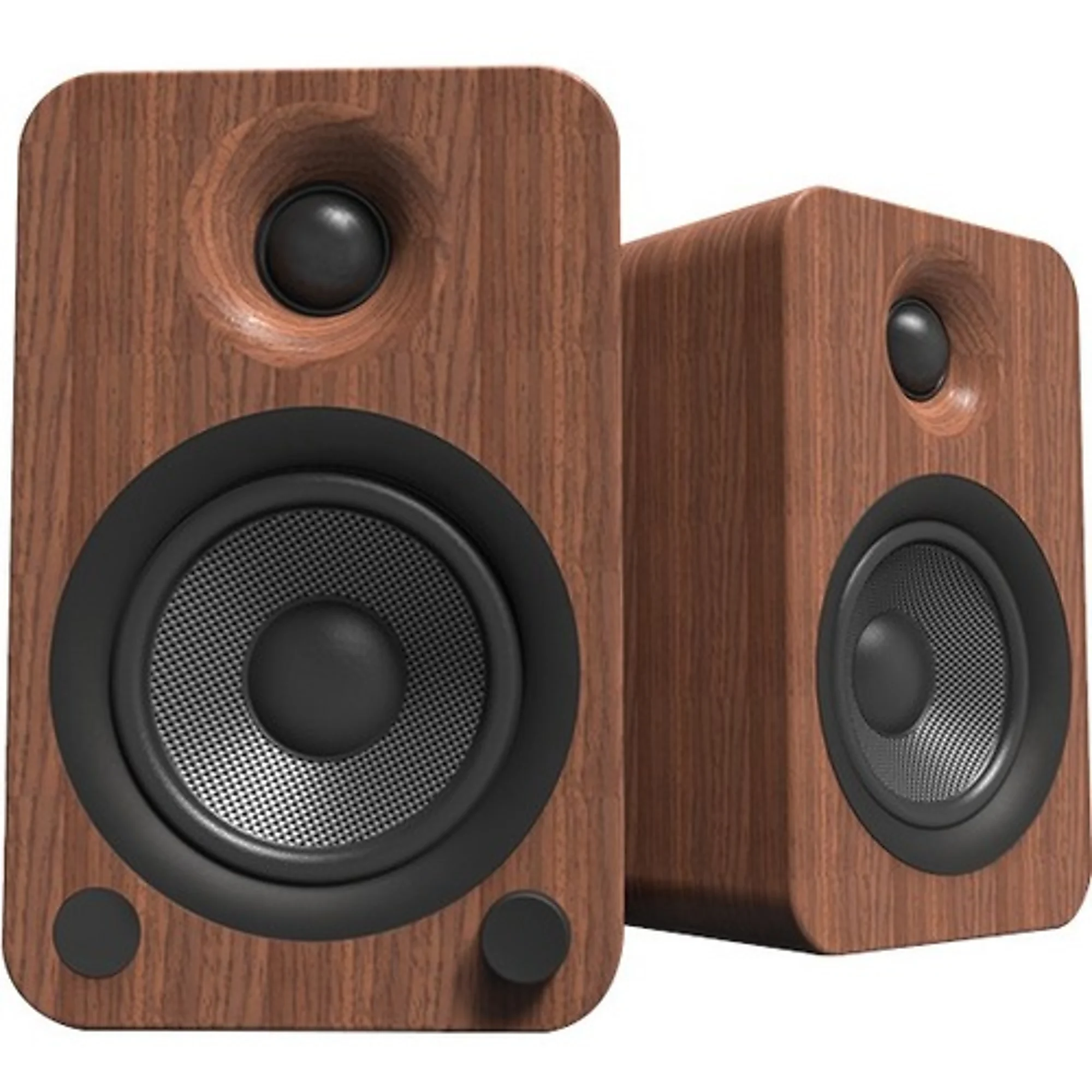 Kanto Yu4 Powered Bookshelf Speakers With Built-in Bluetooth, 1" Silk Dome Tweeter And 4" Kevlar Woofer - Pair (walnut)