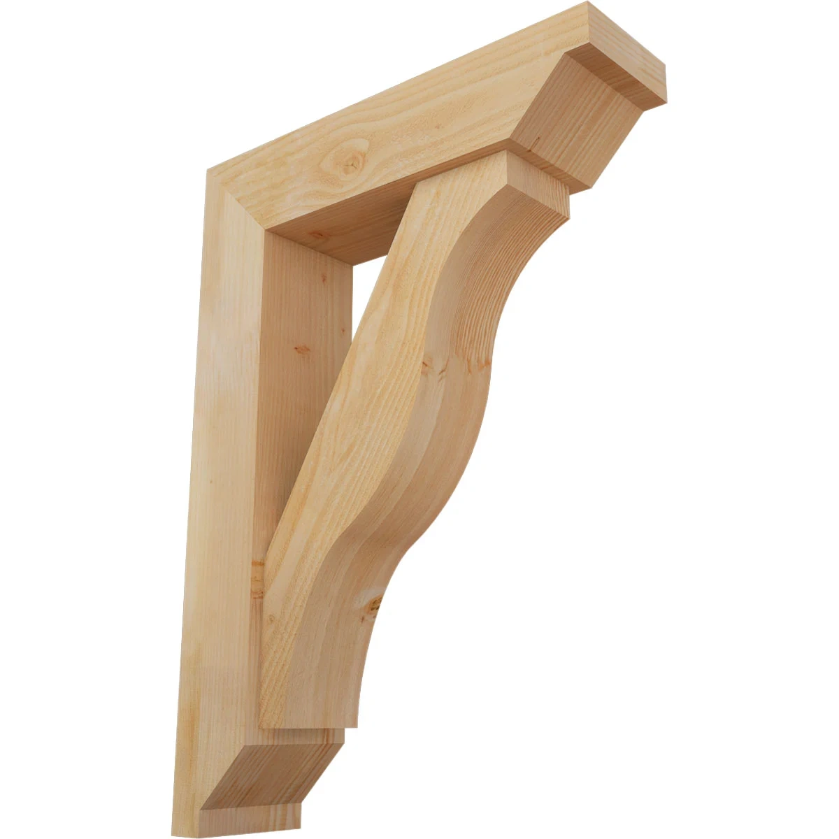 Rustic Wood Bracket W/ Offset Brace, Funston Style, Step Ends, 8"w X 30"d X 42"h, Rough Sawn Douglas Fir