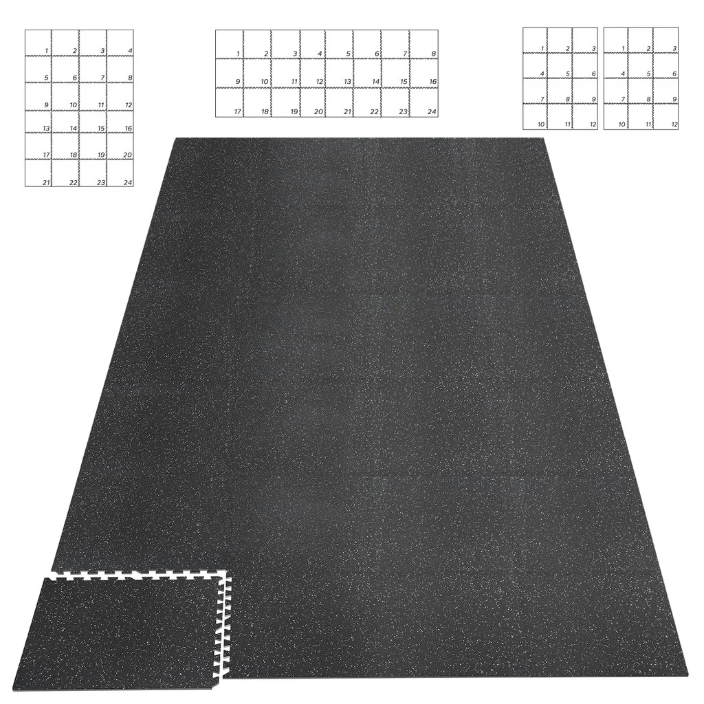 Hapbear 0.56'' Thick 24 Pcs 96 Sq Ft Exercise Equipment Mats - High-density Rubber Top Eva Foam Interlocking Mats, 24x24in Tiles, Heavy-duty Treadmill Mat For Hardwood Floors, Home Gym Mat