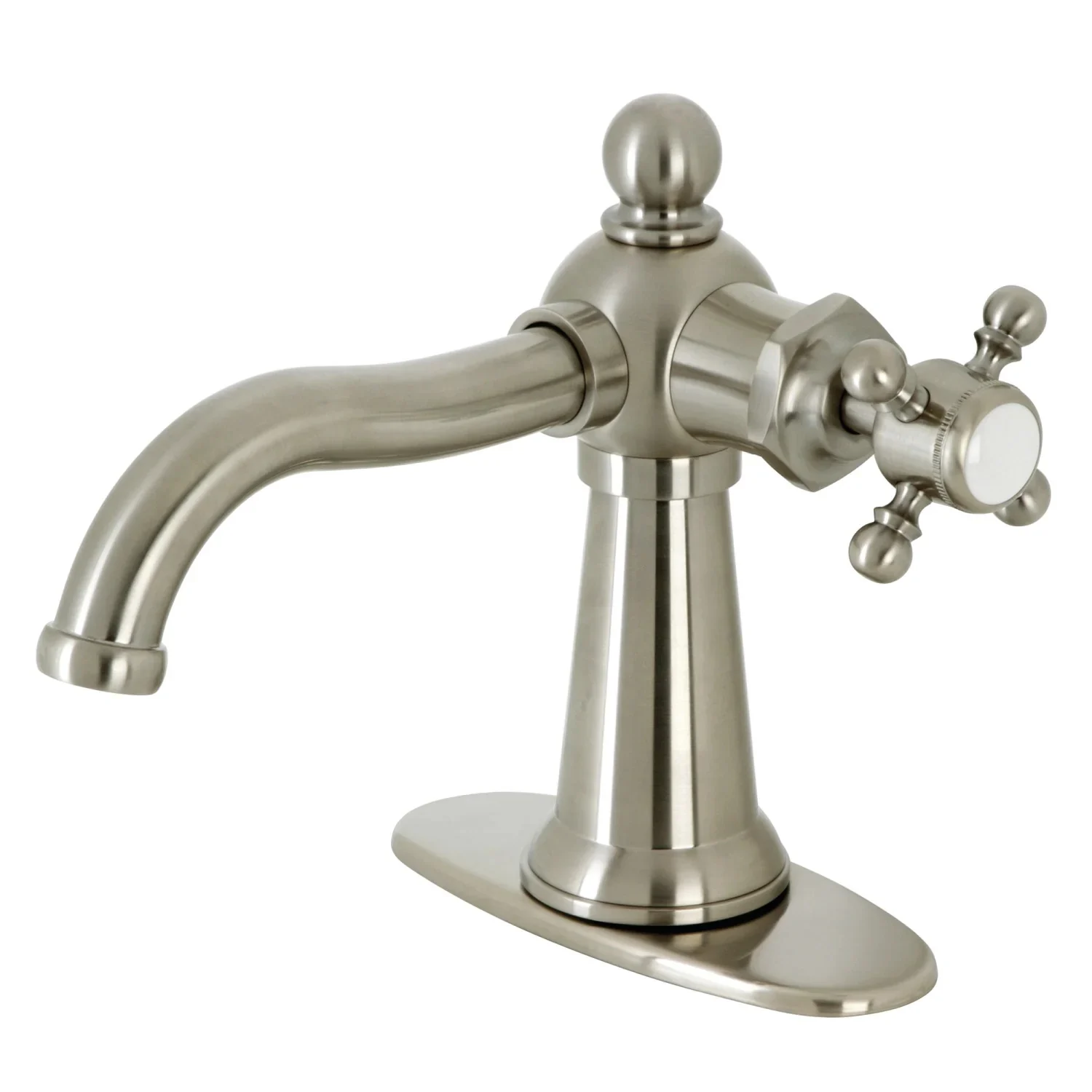 Nautical Ksd154bxbn One-handle 1-hole Bathroom Faucet With Deck Plate And Push Pop-up Drain, Brushed Nickel