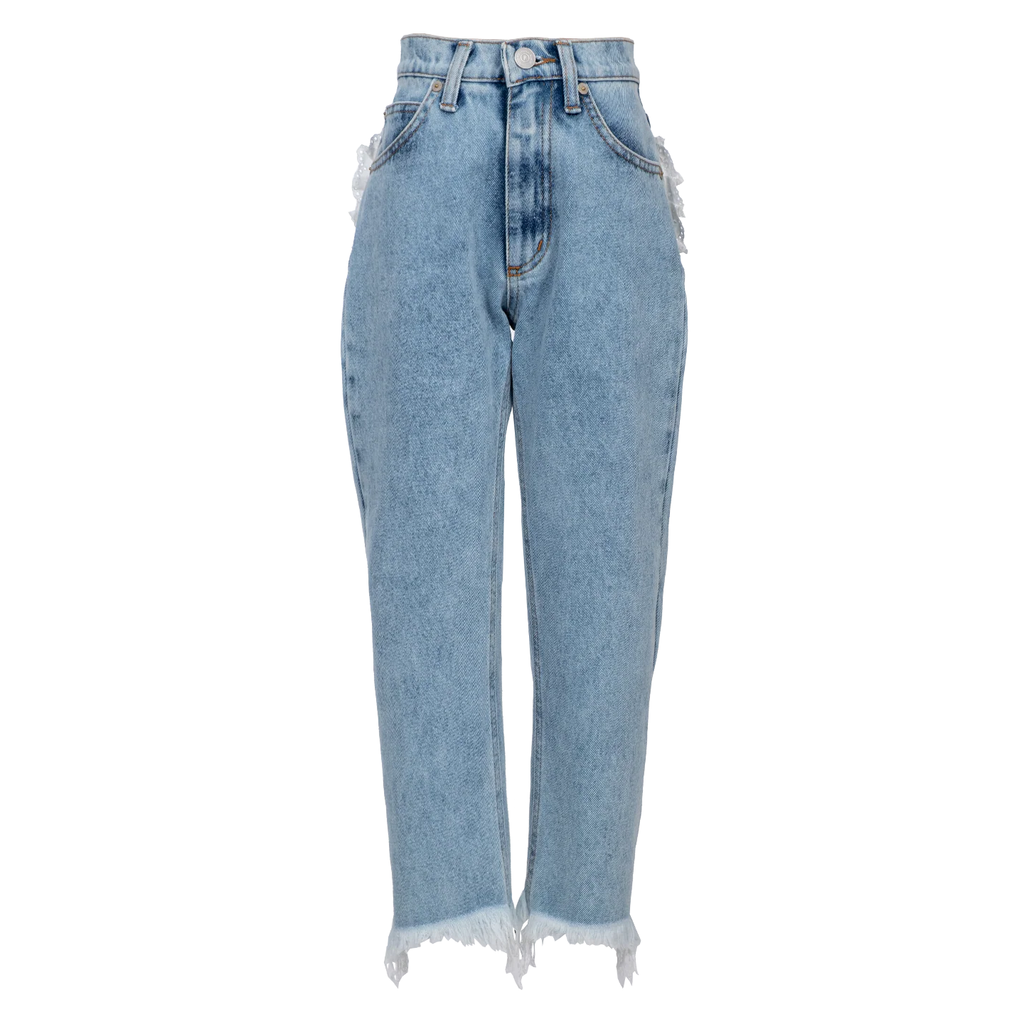 Heart Pockets Wide-leg Washed Jeans - 10y