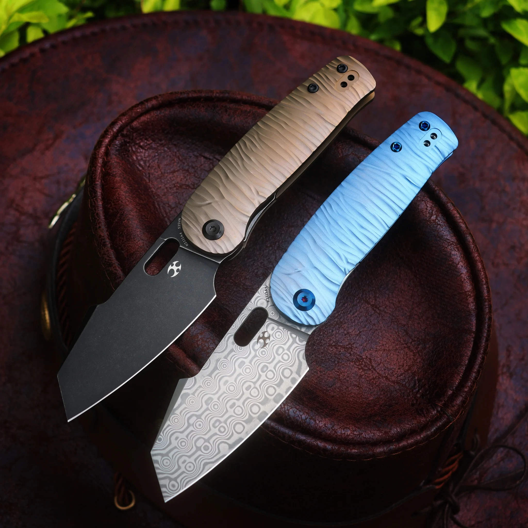 Kansept Orlok Thumb Hole Bronze Anodized Titanium With Micro Rock Texture(3.03" Cpm S35vn) Terry Cour Ii Design- K2111a4