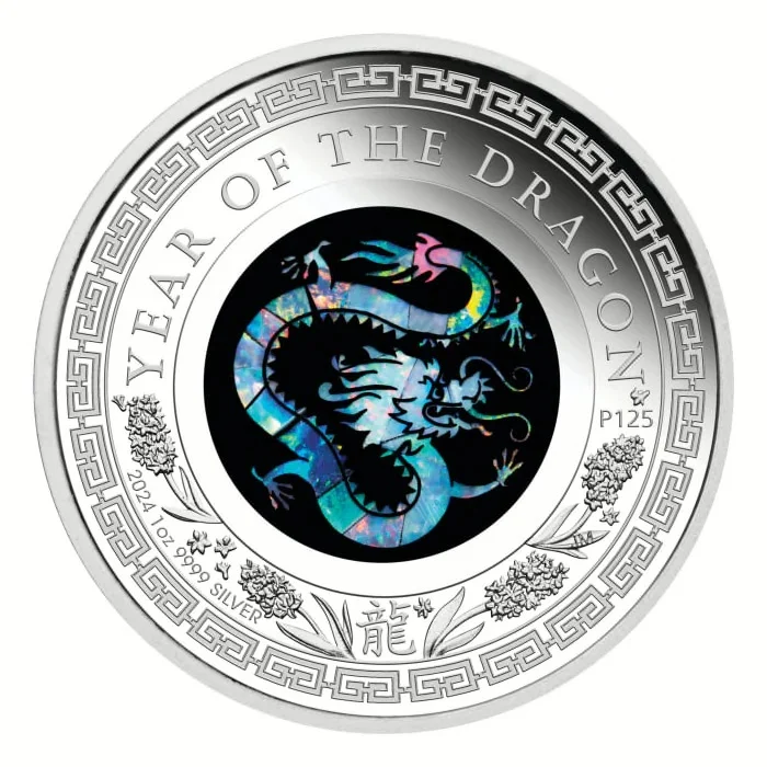 2024 $1 Year Of The Dragon Opal Lunar Series - Pure Silver Coin