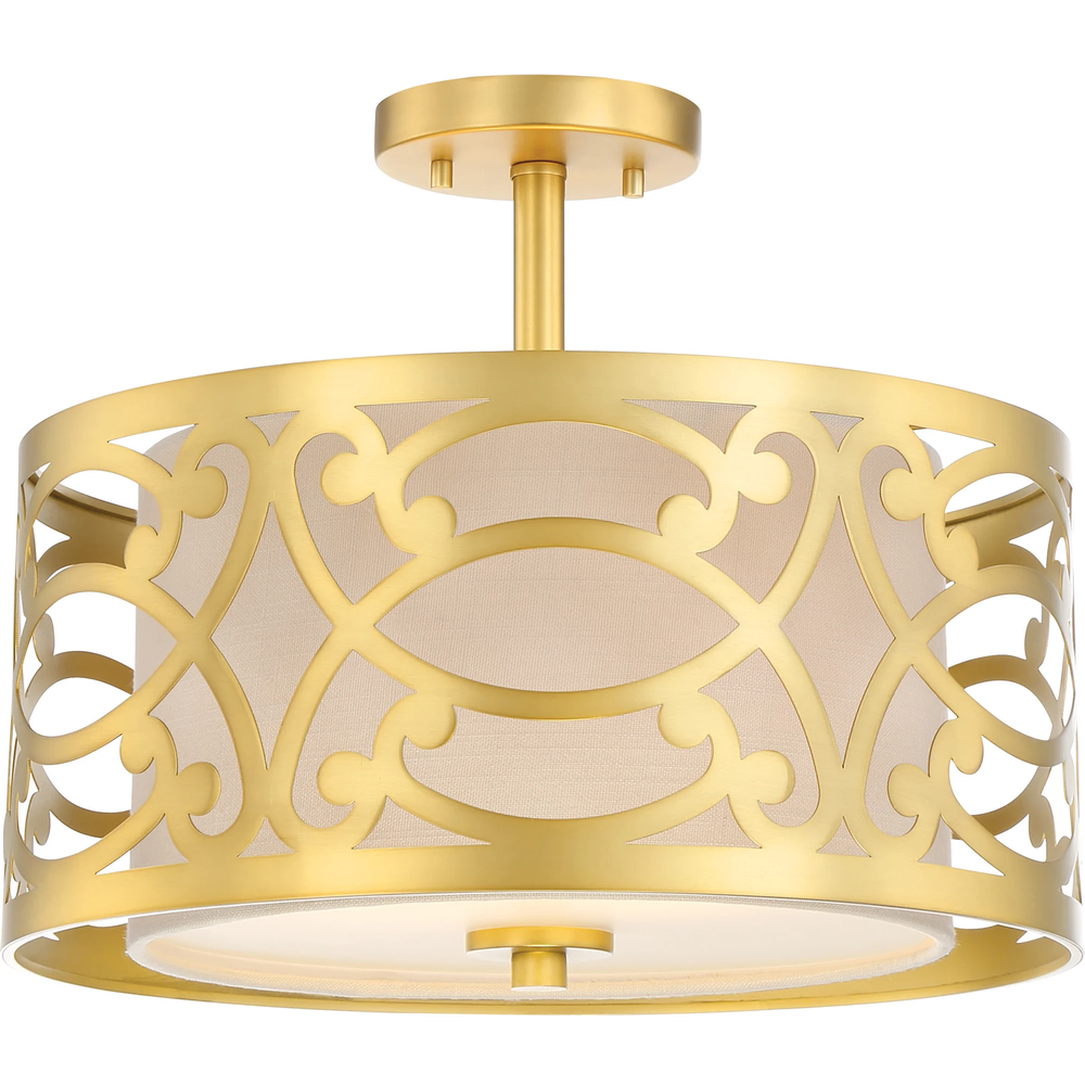 Nuvo Lighting 60/5967 Filigree 2 Light 15" Wide Semi-flush Drum Ceiling Fixture