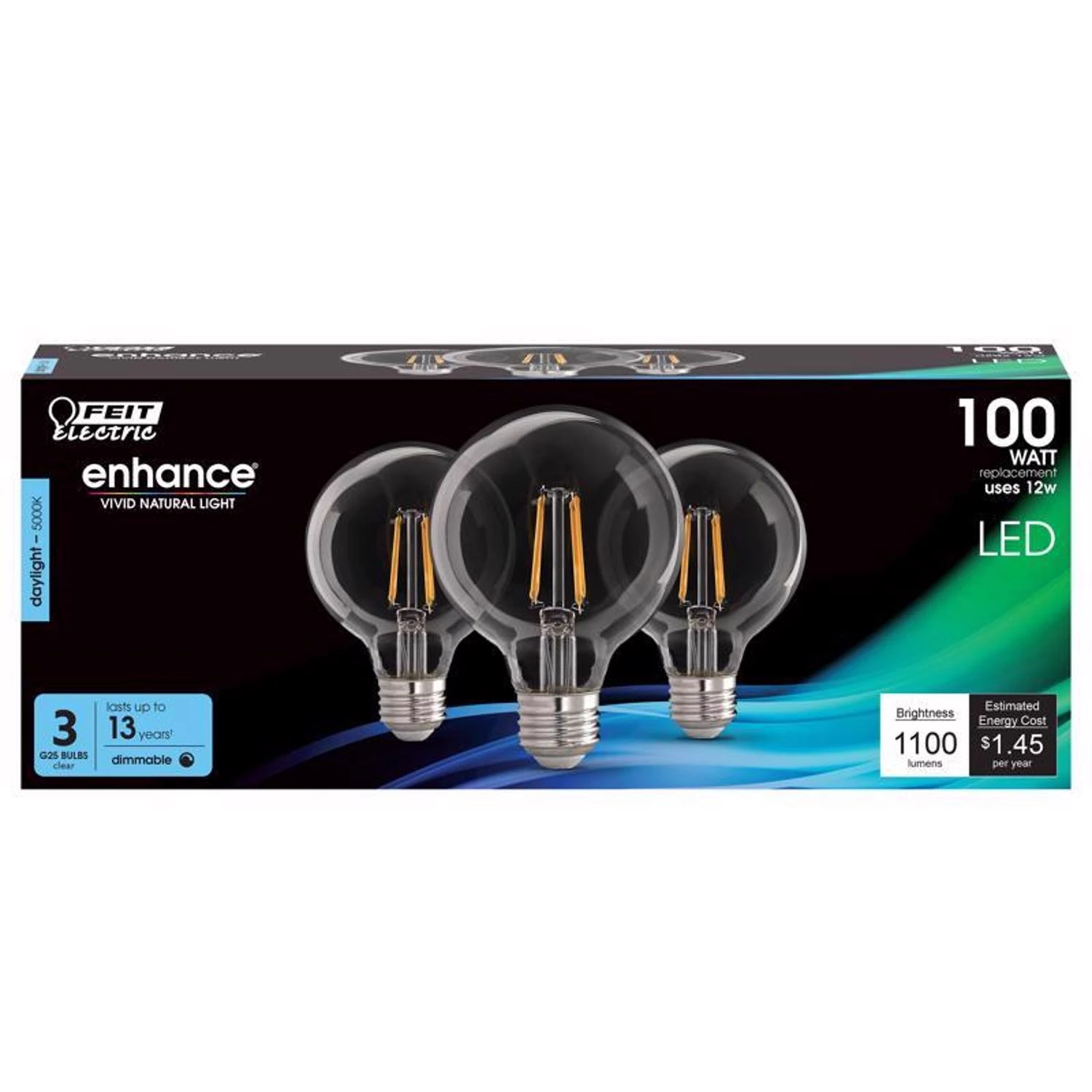 Feit G25 E26 Filament Led Bulb