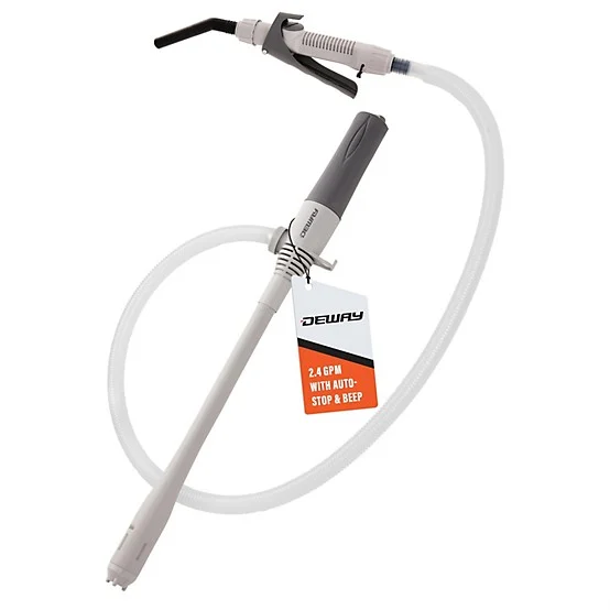 Deway Automatic Small 15 In. Fuel Transfer Pump With Nozzle For Control & Stop, D Battery Powered, 2.4 Gpm