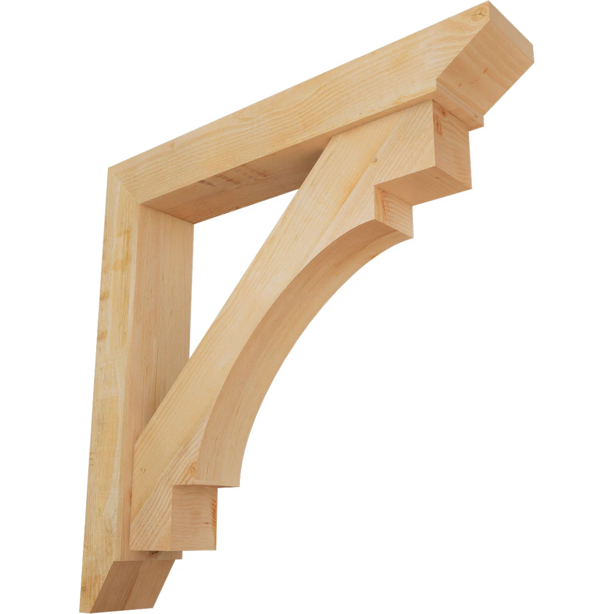 Rustic Wood Bracket W/ Offset Brace, Merced Style, Coastal Ends, 8"w X 48"d X 48"h, Rough Sawn Douglas Fir