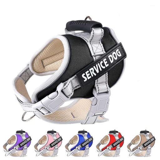 Reflective Nylon Adjustable Dog Harness Vest No Pull - Xs Chest: 16"-19"/black
