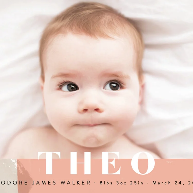 Layered Paint Baby And Kids Birth Announcement Postcards