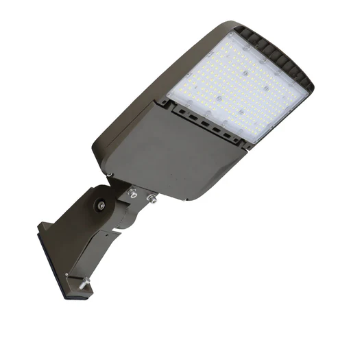Blue | Led Area Light | 150 Watt | 22950 Lumens | 5000k | 120v-277v | Flexible Straight Arm | Bronze Housing | Ip65 | Ul & Dlc Listed
