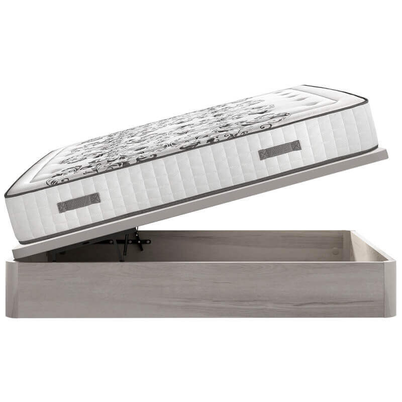 Colchón Muelles Ensacados Queen 28 Cm Acogida Gradual + Canapé Abatible Madera 3d Transpirable Altura 34 Cm