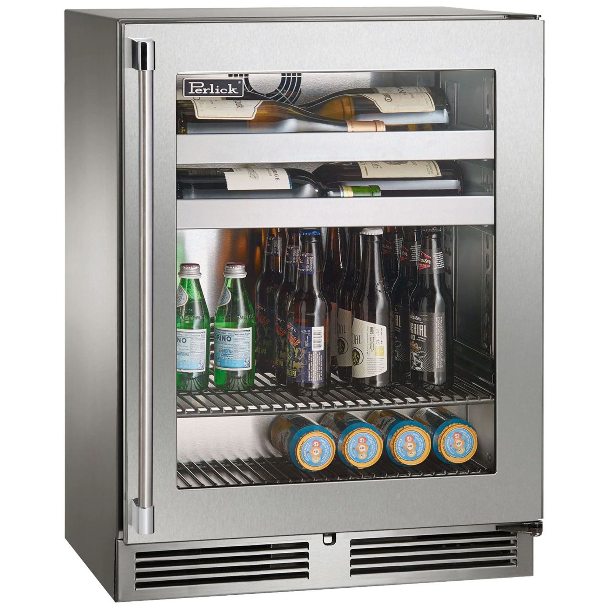 Perlick Signature Series 24 In. Built-in 3.1 Cu. Ft. Compact Beverage Center With Pull-out Shelves & Digital Control - Stainless Steel