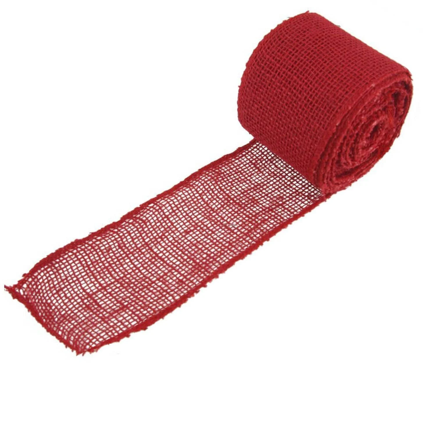 3'' Jute Burlap Ribbon Rolls - Cranberry/30 Rolls