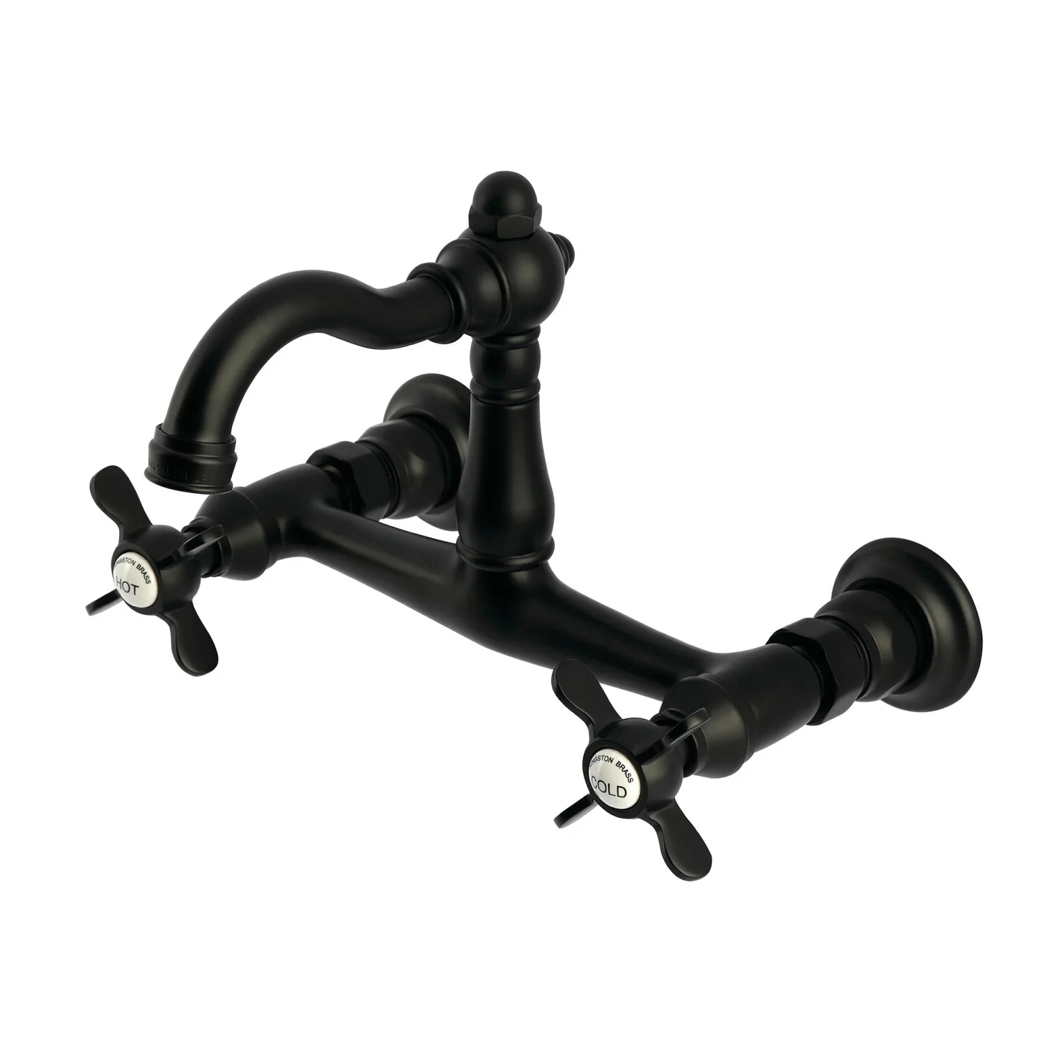 Vintage Ks3250bex Two-handle 2-hole Wall Mount Bridge Kitchen Faucet, Matte Black