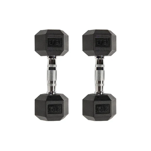 15lb Six-sided Rubber Coated Hex Dumbbell