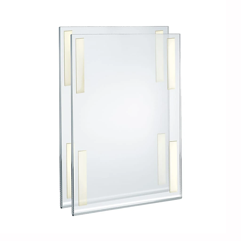 Azar Displays Adhesive Acrylic Vertical U-frame Sign Holders, 17”h X 11”w X 1/4”d, Clear, Pack Of 2 Sign Holders