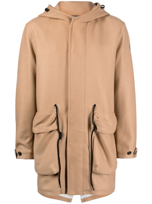 Hooded Wool-blend Coat - L