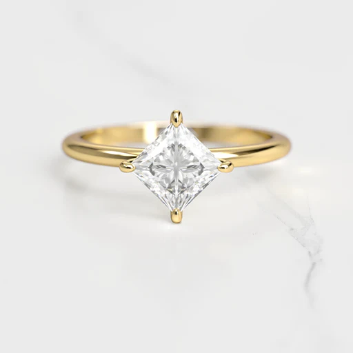 Princess Solitaire Diamond Ring - 18k White Gold/0.75ct/lab Diamond