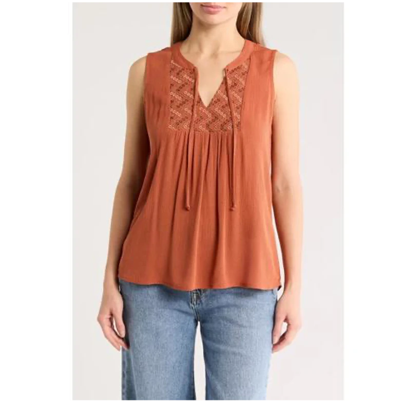 Embroidery Yoke Top