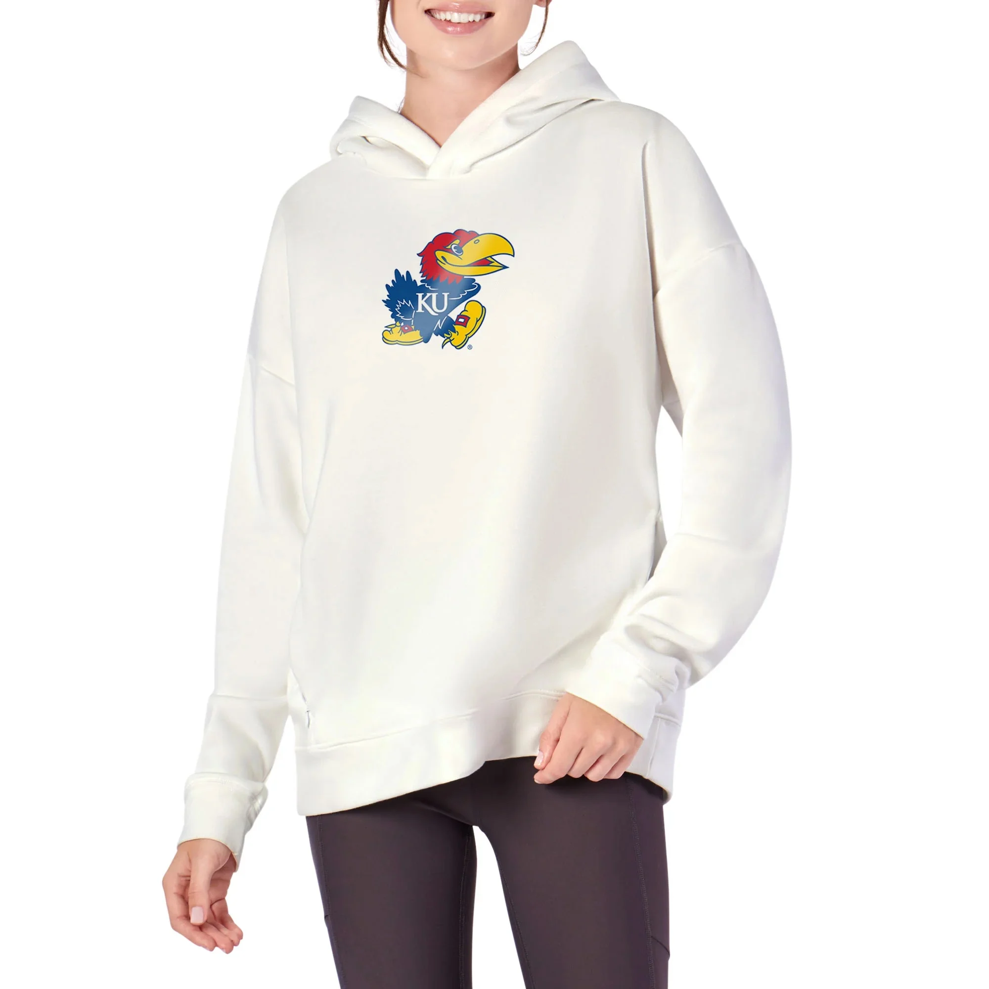 Kansas Jayhawks Ncaa Kadi Hoodie With Zipper Pockets White