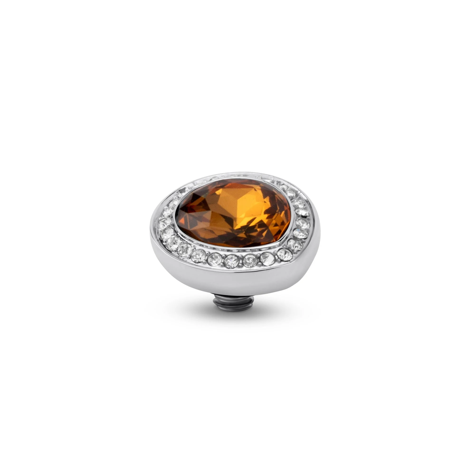 Melano Twisted Droplet Cz Steentje - Zilverkleurig/smoked Amber
