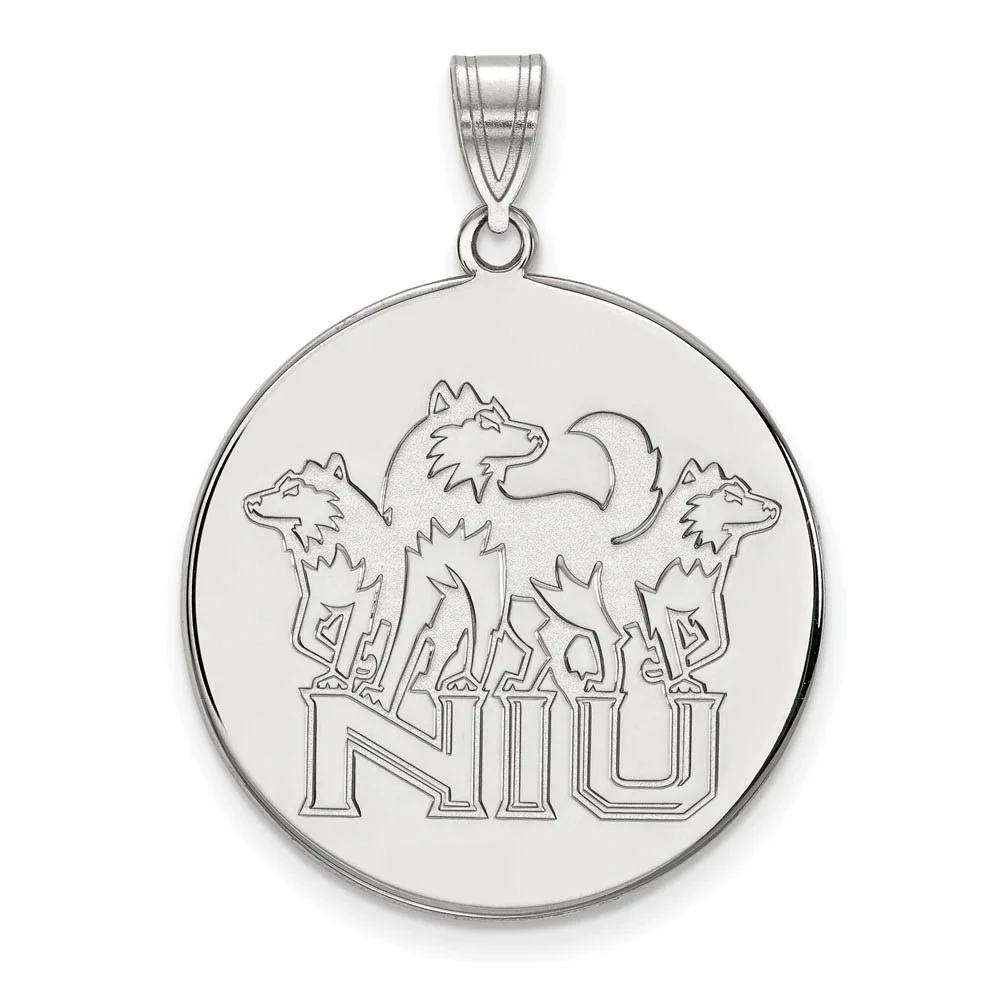 10k White Gold Northern Illinois U. Xl Disc Pendant
