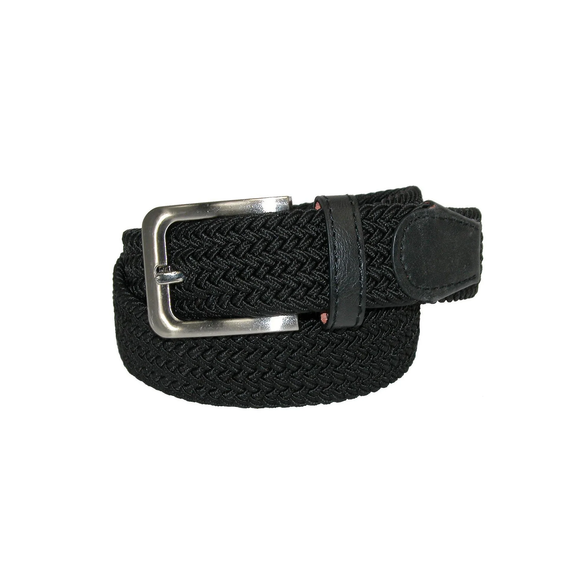Ctm Men's Elastic Braided Stretch Belt With Silver Buckle