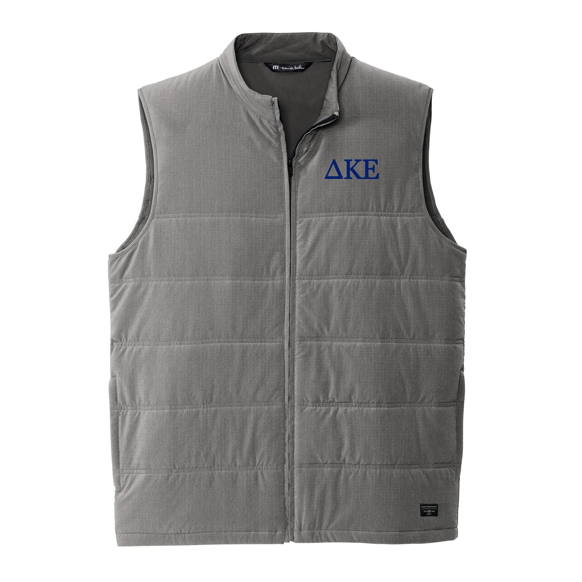 Delta Kappa Epsilon Greek Letter Block Lc Travis Mathew Cold Bay Vest - Quiet Shade Grey