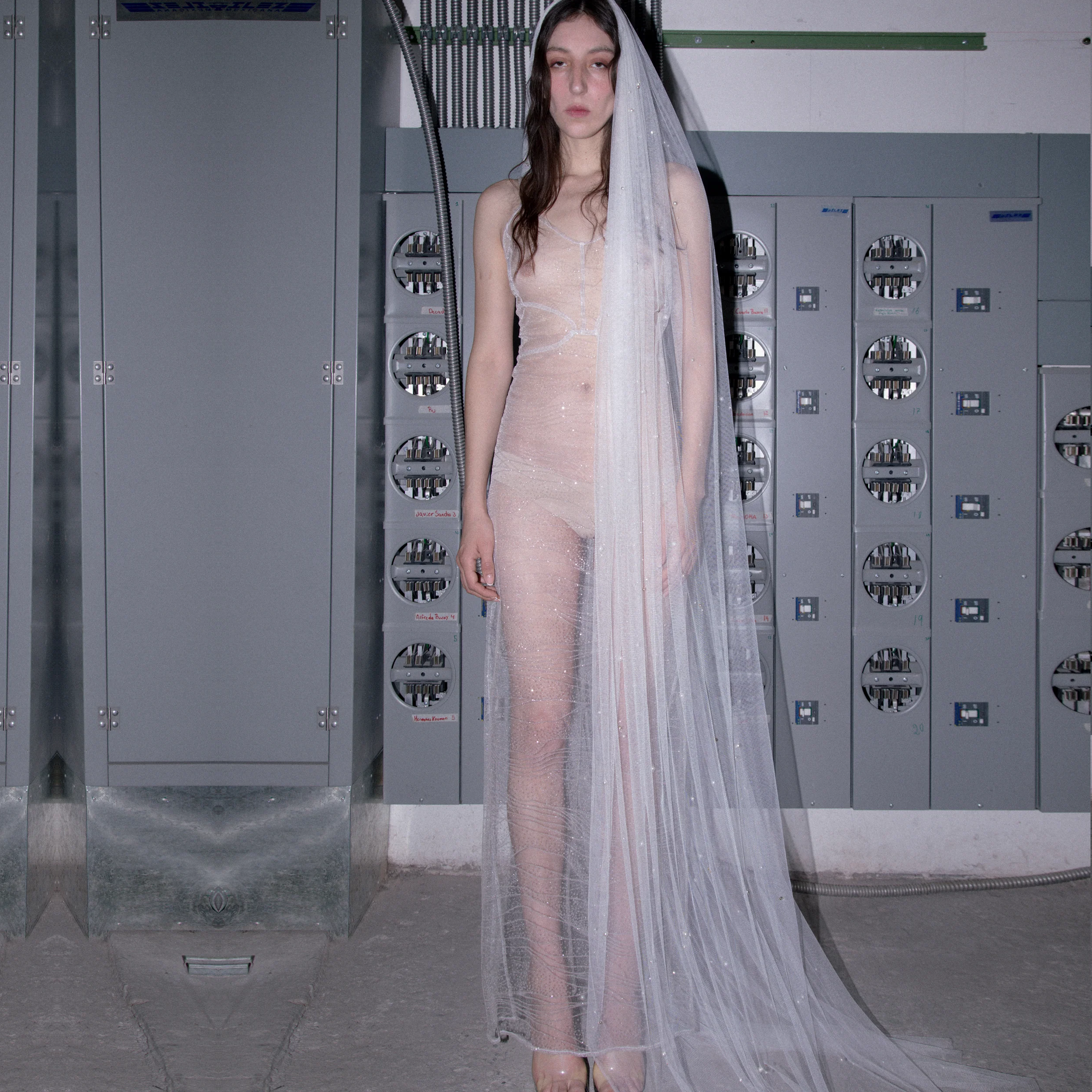 Pearls & Crystals - English Tulle/off-white/72" / 183 Cm Waltz Length