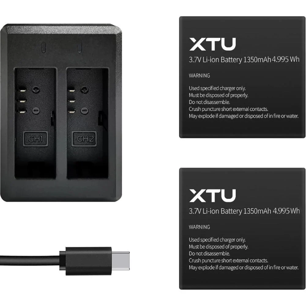 Xtu Rechargeable Battery And Charging Set For Action Camera