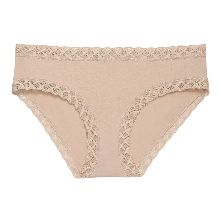 Natori Bliss Lace Trim Pima Cotton Hipster Girl Brief In Café