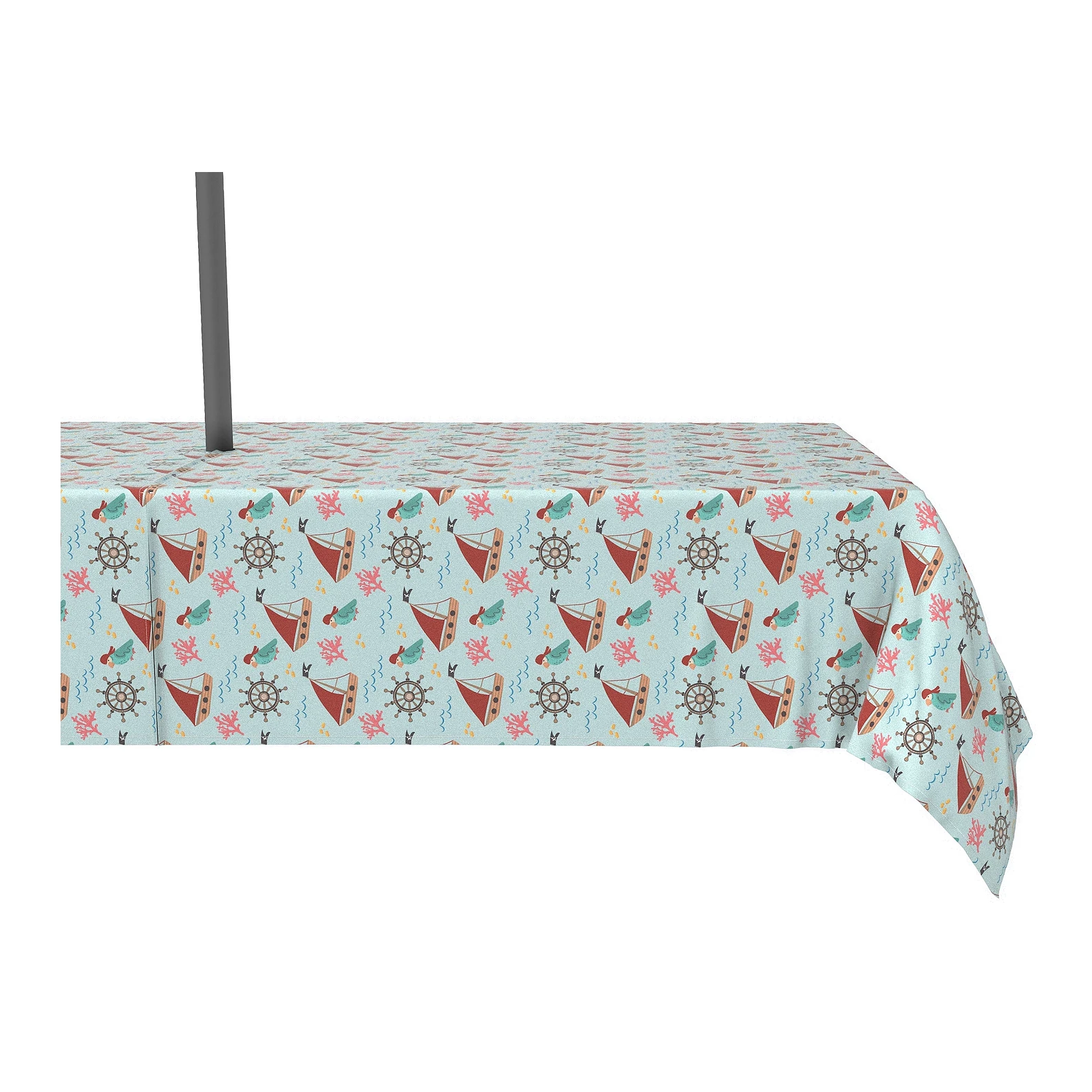Water Repellent, Outdoor, 100% Polyester, 60x104", Cartoon Pirate Ships